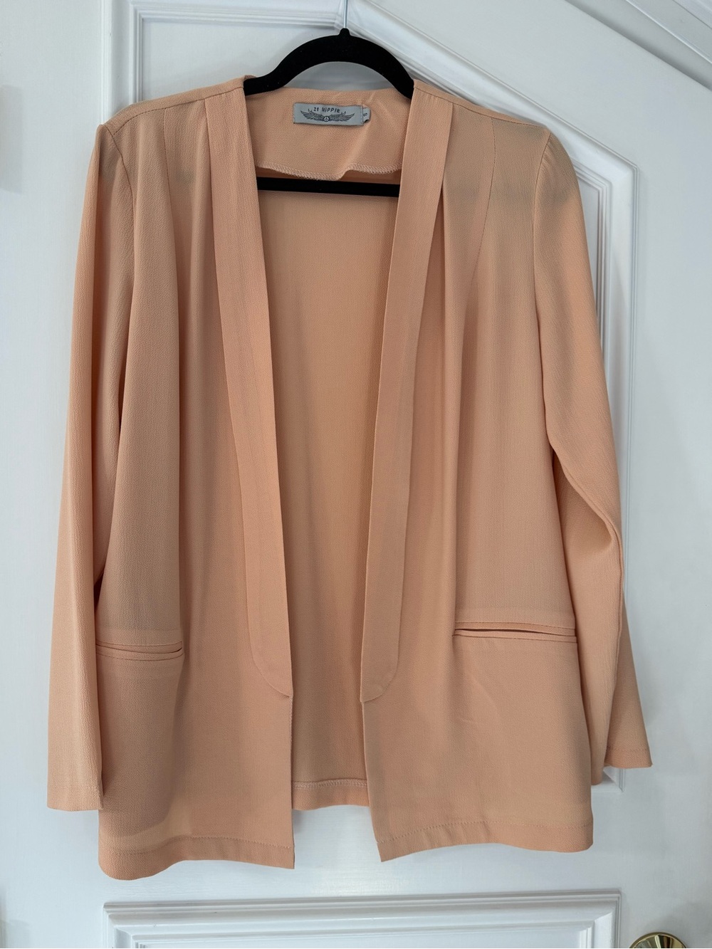 It Hippie Peach Blush Open Front Blazer Size S French Boutique